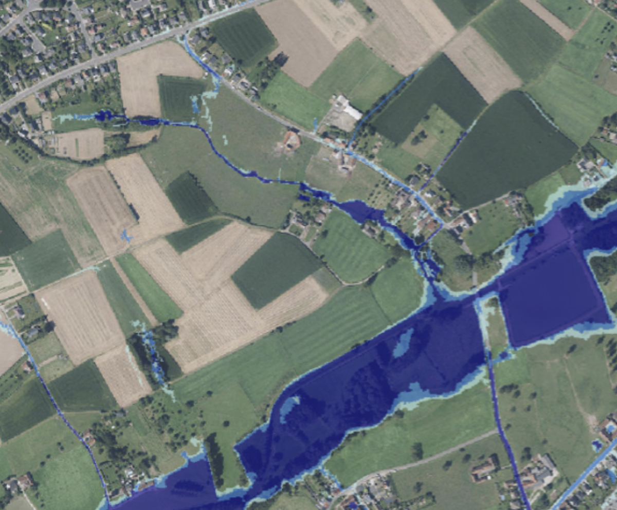 Creation of a flood map as a result of runoff Creation of a flood map as a result of runoff