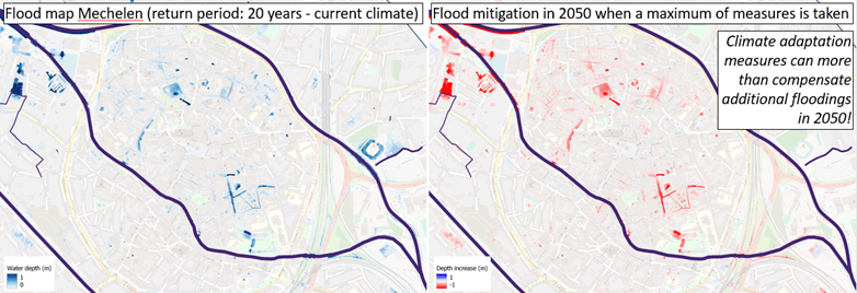 Flood map Mechelen with flood mitigation