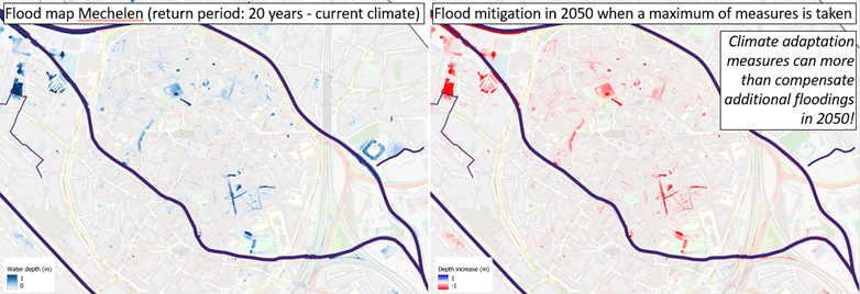 Flood map Mechelen with flood mitigation Flood map Mechelen with flood mitigation